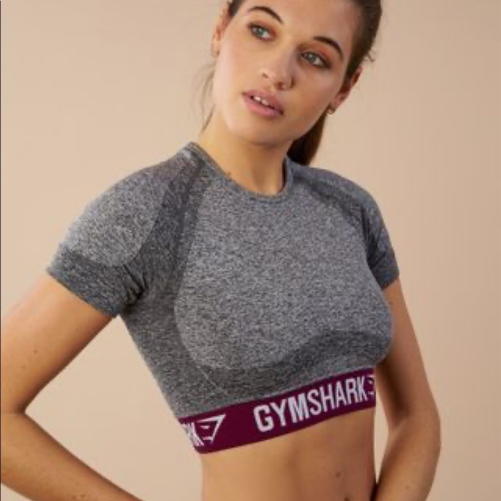Gymshark Flex Grey/Maroon Cropped Top